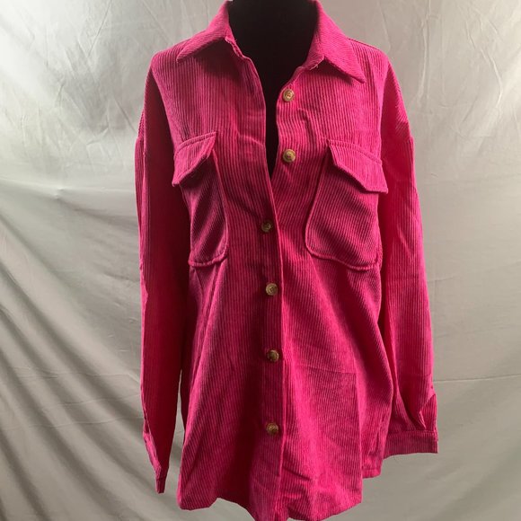 Pink Flap Pocket Corduroy Shirt - Picture 6 of 8